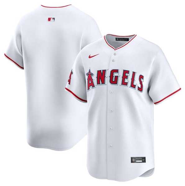Mens Los Angeles Angels Blank White Home Limited Baseball Stitched Jersey Dzhi